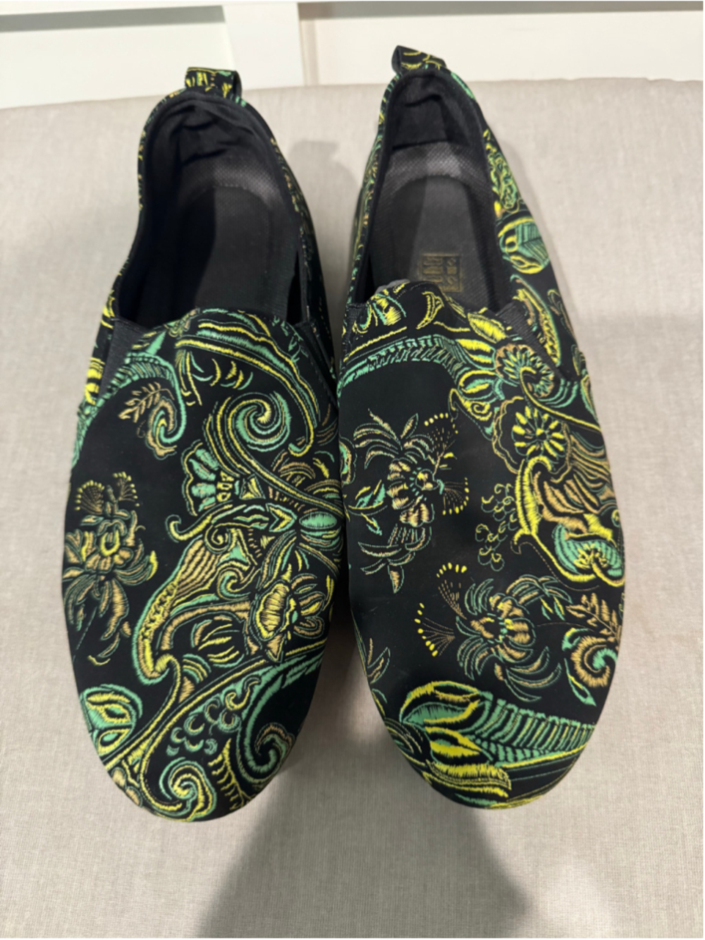 Men's Unbranded Black & Green Paisley Print Slip-On shoes Size EU44/US10.5